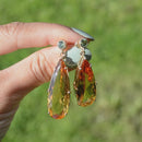 Large Golden Yellow Citrine and Green Tourmaline 9ct Yellow Gold Drop Earrings (33.00cts)