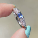 矢车菊蓝宝石和钻石密镶戒指戒圈（1.15 克拉）