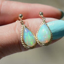 Vintage Jelly Opal Pear-Shaped Drop Earrings (3.90cts)