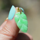 Vintage Carved Jade Leaf 14ct Yellow Gold Pendant