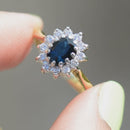Vintage 1990s Sapphire and Diamond 18ct Yellow Gold Halo Ring (1.24cts)