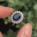 Dark Blue Sapphire & Diamond 9ct Yellow Gold Cluster Ring (Approx. 2.38ct)