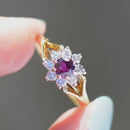 Vintage Ruby & Diamond 18ct Yellow Gold Daisy Halo Ring (0.82ct)
