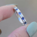Natural Sapphire and Lab-Created Diamond 9ct White Gold Half Eternity Band (1.15cts)