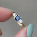 1920s Sapphire and Old-Cut Diamond 18ct Yellow Gold Three-Stone Ring (0.62ct)