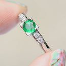 Vintage 1960s Emerald and Diamond 18ct White Gold Five-Stone Ring (0.31ct)