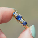 Edwardian Blue Sapphire and Diamond 18ct Yellow Gold Five-Stone Ring (1.02cts)