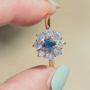 Vintage 1990s Cornflower Blue Sapphire & Diamond 18ct Yellow Gold Halo Daisy Engagement Ring (1.42cts)