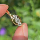 Antique 18ct Yellow Gold & Platinum Old European Cut Diamond Cross-Over Trilogy Ring