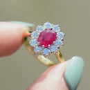 2000s Ruby and Diamond 18ct Yellow Gold Halo Ring (2.34cts)