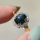 Madagascar Sapphire and Diamond 18CT Yellow Gold Halo/Cluster Engagement Ring (2.63cts)