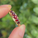 Vintage 1980s 9ct Yellow Gold Garnet Five-Stone Ring