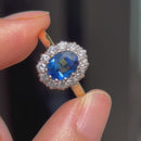 Vintage 1990s Sapphire & Diamond Cluster Ring in 18ct Yellow Gold (Approx. 2.01ct)