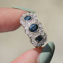 Vintage Sapphire & Diamond Triple Cluster 18ct Yellow Gold Ring (1.60cts)