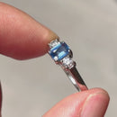 Vintage 2000s Sapphire & Diamond Three-Stone Ring in 18ct White Gold