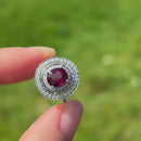 Rhodolite Garnet and Diamond 14ct White Gold Double Cluster Ring