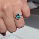 Blue Topaz & Diamond 18ct Yellow Gold Cluster Ring
