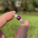 Vintage 1970s Ruby (Unheated) and Diamond Five-Stone 18ct Yellow Gold Ring (1.44ct)