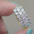 Vintage 1970s Three-Row Diamond 18ct Yellow Gold Dress Ring (1.75cts)