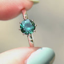 Vintage 1970s Teal Tourmaline 18ct White Gold Solitaire Ring (0.90ct)