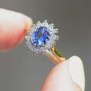 Cornflower Blue Sapphire & Diamond 18ct Yellow Gold Halo Ring (1.25cts)