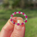 Vintage 1990s Ruby and Diamond Eternity Circle Pendant/Brooch in 18ct Yellow Gold