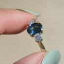 1990s Blue Sapphire and Diamond 18ct Yellow Gold Trilogy Engagement Ring (1.60cts)