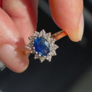 Vintage 2000s Sapphire and Diamond 9ct Yellow Gold Cluster Ring (1.6ct)