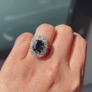 Vintage 1970s Sapphire and Diamond 18ct Yellow Gold Cluster Ring (4.30cts)