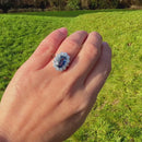 Vintage 18ct White Gold Blue Sapphire (No Indications of Heating) & Diamond Halo Ring (2.77ct)