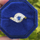 Velvet Blue Sapphire & Diamond Infinity Set 9ct Yellow Gold Engagement Ring (0.75ct)