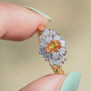 Golden Yellow Sapphire & Diamond 18ct Yellow Gold Cluster Ring (1.15cts)
