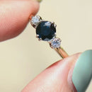 Vintage 1970s Sapphire and Diamond 18ct Yellow Gold Three-Stone Ring (1.27cts)