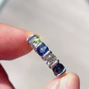 Vintage 2000s Sapphire & Diamond Bar Set Five-Stone Ring in 18ct Yellow Gold