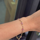 Pink Sapphire & Diamond 9ct Yellow Gold Wave Bracelet