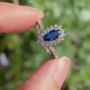 Sapphire & Diamond 18ct White Gold Wishbone / Pear / Tear Drop Shape Cluster Ring