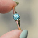 Deco Blue Zircon 18ct Yellow Gold & Platinum Solitaire Ring (0.81ct)