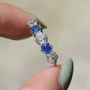 Edwardian Old European Cut Royal Blue Sapphire & Diamond Five-Stone Ring (1.90cts)