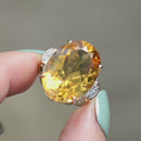 Large Citrine and White Zircon 9ct Yellow Gold Dress Ring (15.15cts)