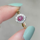 Ruby & Diamond 18ct Yellow Gold Halo Engagement Ring (0.87ct)