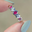 Ruby and Diamond Five-Stone Infinity Design 18ct White Gold Band (0.49ct)