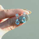 Sky Blue Topaz 9ct White Gold Drop Earrings (3.60 Carats)