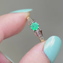 Vintage Emerald Platinum & 18CT Yellow Gold Solitaire Engagement Ring