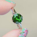 Vintage 1960s Forest Green Tourmaline 18ct White Gold Solitaire Ring (1.90cts)