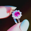 Vintage 2000s Ruby and Diamond 18ct White Gold Halo Ring (1.13cts)