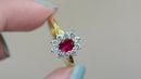 Vintage 1990s Ruby & Diamond 18ct Yellow Gold Halo Engagement Ring (1.06cts)
