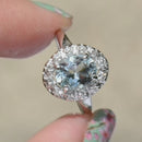 Vintage Aquamarine and Diamond Halo Ring (1.43cts)