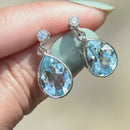 Aquamarine and Diamond Platinum Bezel Set Drop Earrings (7.0cts)