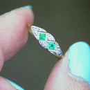 Art Deco 1930s Emerald and Diamond Platinum & 18ct Yellow Gold Ring
