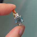 Vintage Aquamarine & Diamond Trilogy Ring in 18ct Yellow Gold (1.30ct)